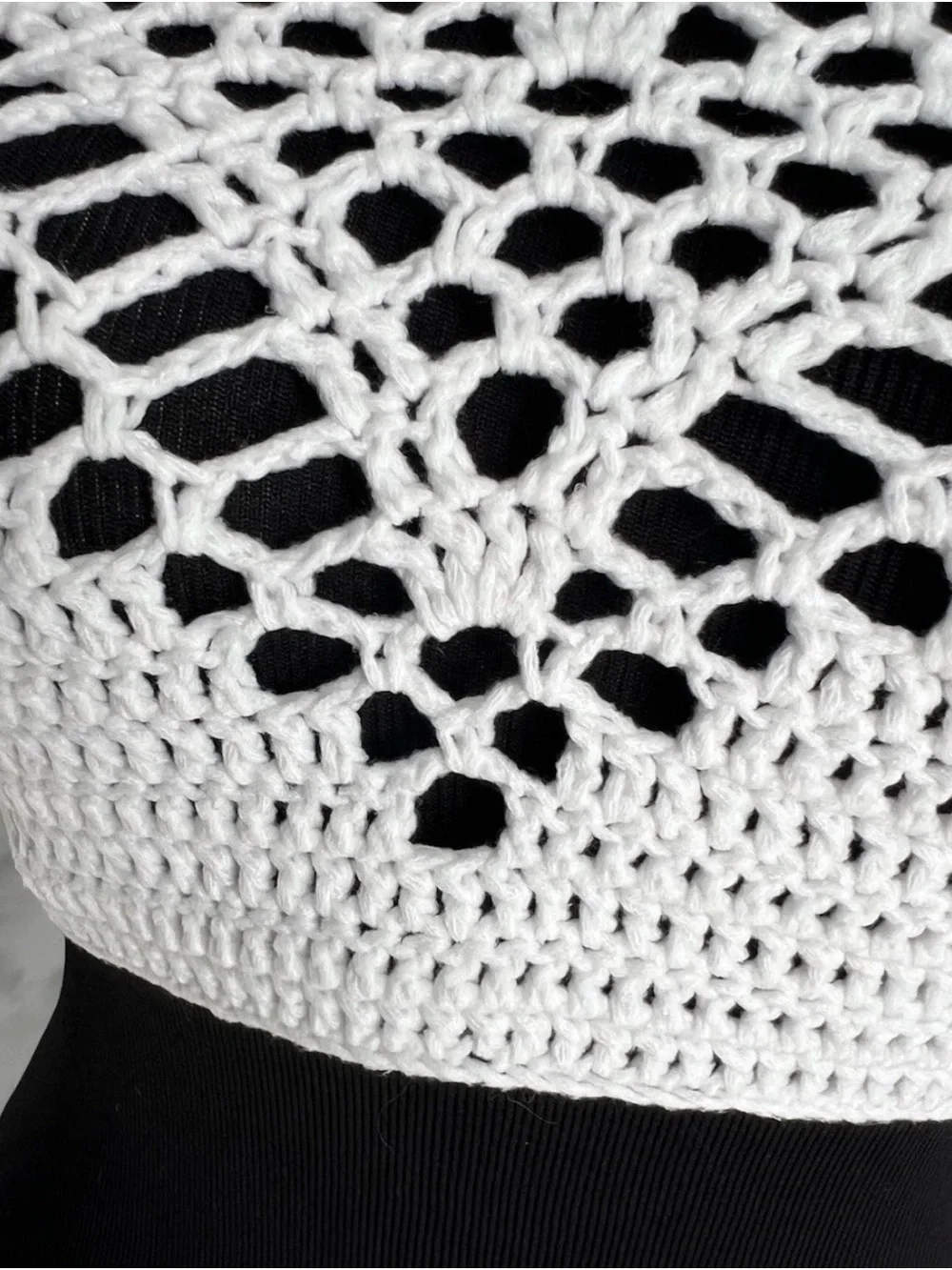 White Crochet Halter Crop Top cotton